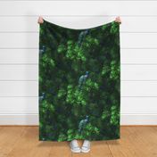 Dark Maximalist Interior Decor, Dark Rich Botanical Bird Garden, Exotic Woodland Sapphire Blue Creatures, Magical Nature Print, Enchanted Emerald Green Forest, Fairy Tale Blue Butterfly Woodland, Elegant Peacock Bird Summer Paradise, LARGE SCALE