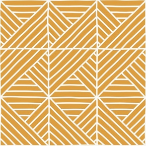 Hand Drawn Geometric Lines - White lines On Gold - 24x24 - Jumbo 