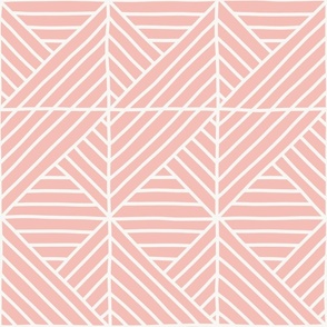 Hand Drawn Geometric Lines - White lines On Light Pink - 24x24 - Jumbo Scale