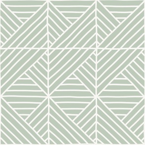 Hand Drawn Geometric Lines - White lines On Mint Green - 24x24 - Jumbo Scale