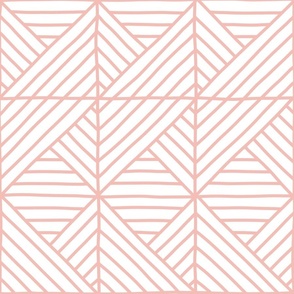 Hand Drawn Geometric Lines - Rose Pink On White - 24x24 - Jumbo Scale