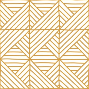 Hand Drawn Geometric Lines - Gold On White - 24x24 inch - Jumbo - Scale