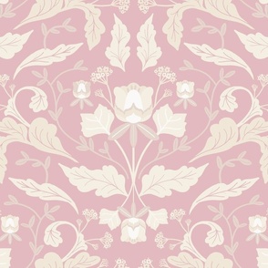 Victorian Mirrored Tulip Flowers Pink Pastel Beige