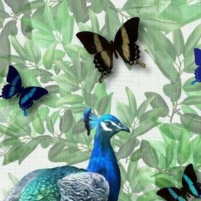 Male Peacock Blue Tail Feathers Art Wallpaper, Maximalist Emerald Forest Luxe Interior, Lavish Home Butterfly Garden Décor, Autumn Fall Forest leaves, Emerald Green Tropical Peacock Forest, Magical Exotic Secret Bird Garden, Original Painterly Art Floral