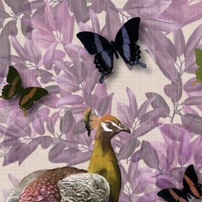 Magical Pink Purple Garden, Serene Peacock Colorful Butterfly, Magical Cottagecore, Maximalist Botanical Interior Décor, Majestic Flying Butterfly Toile, Symbolic Royal Bird, Peacock Bird Garden, Decorative Whimsical Forest, Royal Birds of Paradise, LARGE