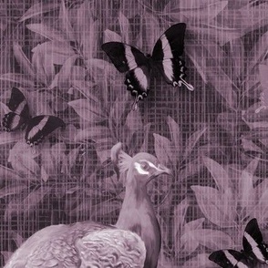 Luxe Butterfly Country Garden, Decadent Vintage Butterfly Wallpaper, Whimsical Woodland Forest Mauve Toile, Elegant Peacock Woodland Animals, Deep Purple Monochrome Toile De Jouy, Original Painterly Dark Purple Art Floral, LARGE SCALE