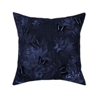 Dark Royal Midnight Blue Night Sky, Luxury Wall in Painterly Style, Dark Botanic Forest leaves, Tropical Flying Butterfly, Vintage Summer Romantic Country Living, Opulent Peacock Pattern,  LARGE SCALE
