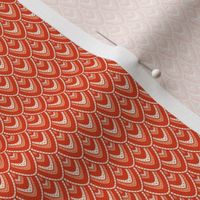 Mini micro stylised mermaid scales in light and dark orange