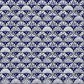 (S) Scallop Shell Doodles Tiles Coastal Blue and White
