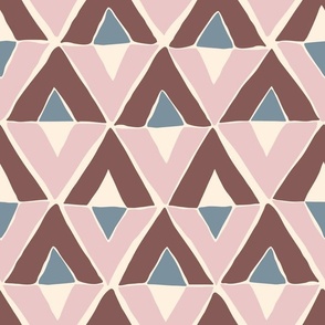 Retro Blue Pink and Maroon Triangles, Medium