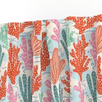 Tropical Coral Reef in Pink, Red and Teal