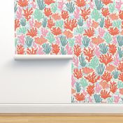 Tropical Coral Reef in Pink, Red and Teal