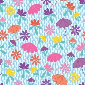 April Showers Bring the Flowers to Create a Seamless Colorful Design of Flowers in the Rain