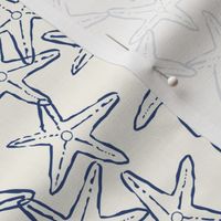 Hand Drawn Star Fish in Blue and White