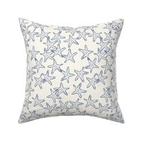 Hand Drawn Star Fish in Blue and White