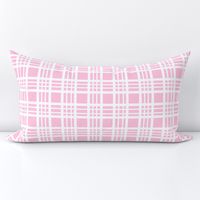 Pink Grid Plaid in Preppy Pastel Pink and Textured White - Large - Pink Plaid, Pastel Plaid, Easter Plaid