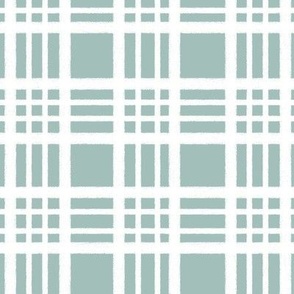 Sage Green Grid Plaid in Muted Green and Textured White - Large - Sage Green Plaid, Masculine Plaid,  Boy's Room Plaid