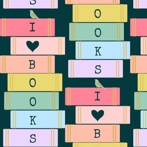 I love Books Stack teal small