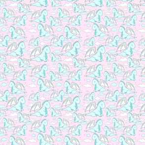 Cutest Dragons on cotton candy pink- small scale