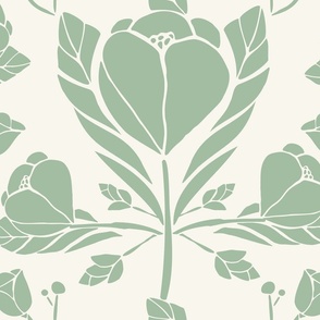 Cherry Damask Paper cutout Green/white