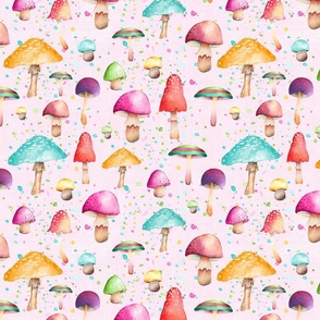 Rainbow Mushrooms//Pink - Large