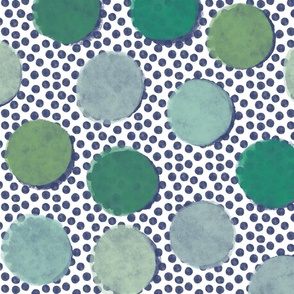 Dots on Spots - Sea Glass Green on Indigo Blue (small)