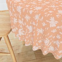 Handpainted Watercolor Ditsy Florals Silhouette  in Tossed Design | Reddish White on Peach Fuzz | Medium Scale