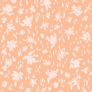 Handpainted Watercolor Ditsy Florals Silhouette  in Tossed Design | Reddish White on Peach Fuzz | Medium Scale
