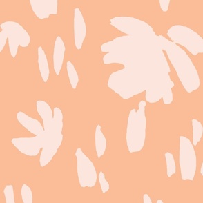 Handpainted Watercolor Ditsy Florals Silhouette  in Tossed Design | Reddish White on Peach Fuzz | Jumbo Scale