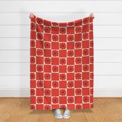 XLARGE:Cute textured Red Bubble Flower on white Checkered square on Red and White Checkerboard