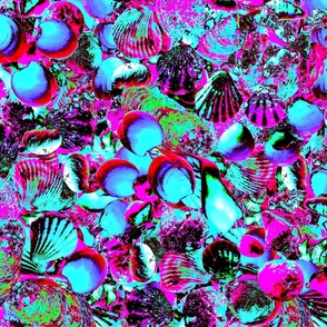(XXXXL) Primarily Pink Seashells Galore - Digitally Manipulated and Colored Photograph