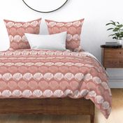 Seashells fan coastal block-print style in deep coral pink (large)