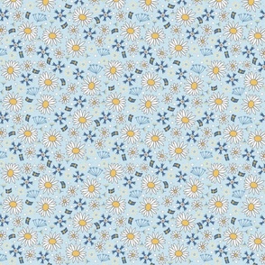 swedish summer flowers and flags on light blue | small