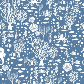 Under the sea: blue background