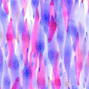 Large Bright and Colourful Watercolor Mermaid Ocean Water Waves in Purple and Magenta and Faux Shimmering Pink