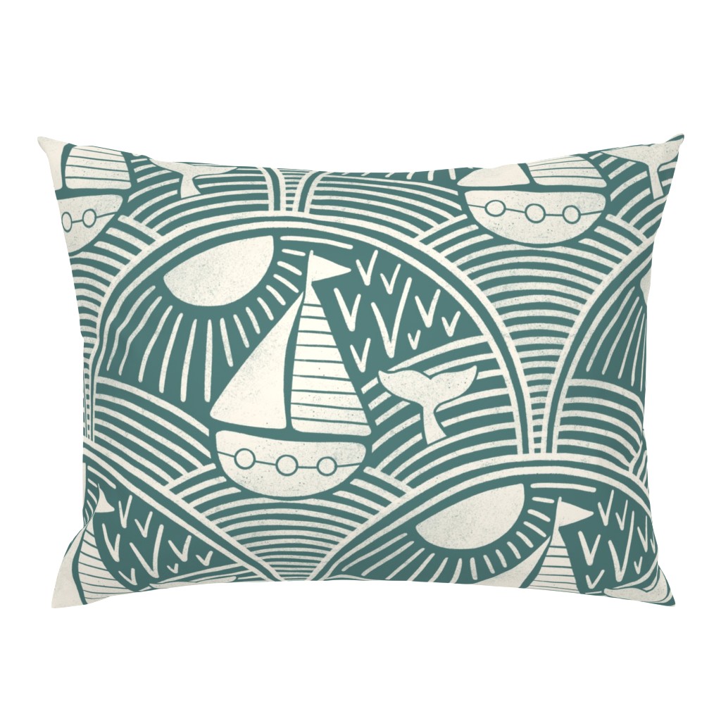 Sailing boats on the sea in teal