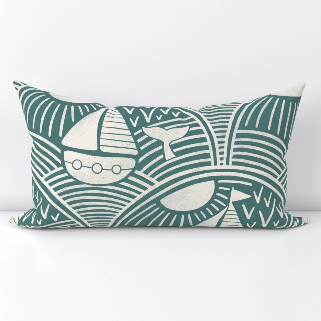 Sailing boats on the sea in teal