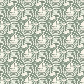 Sailing boats on the sea teal SMALL