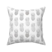 textured Pineapples in white and grey neutrals