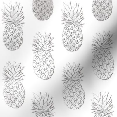 textured Pineapples in white and grey neutrals