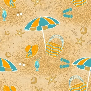 Beach Holiday Themed Pattern with Summer Accessories