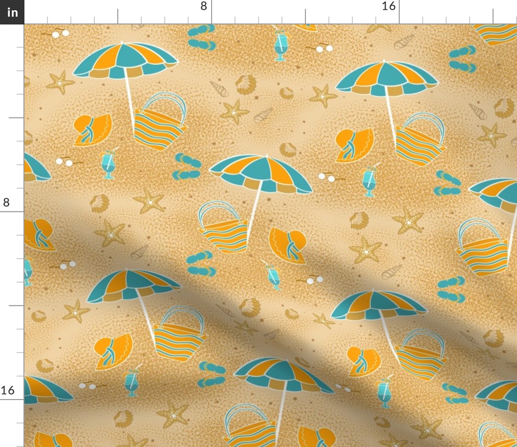 Beach Holiday Themed Pattern with Summer Accessories