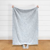 abstract boho garden - fog blue stylized flowers on white - casual floral blue botanical