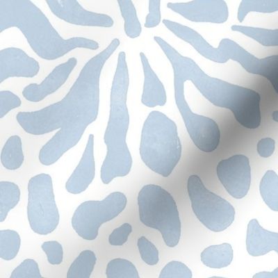 abstract boho garden - fog blue stylized flowers on white - casual floral blue botanical