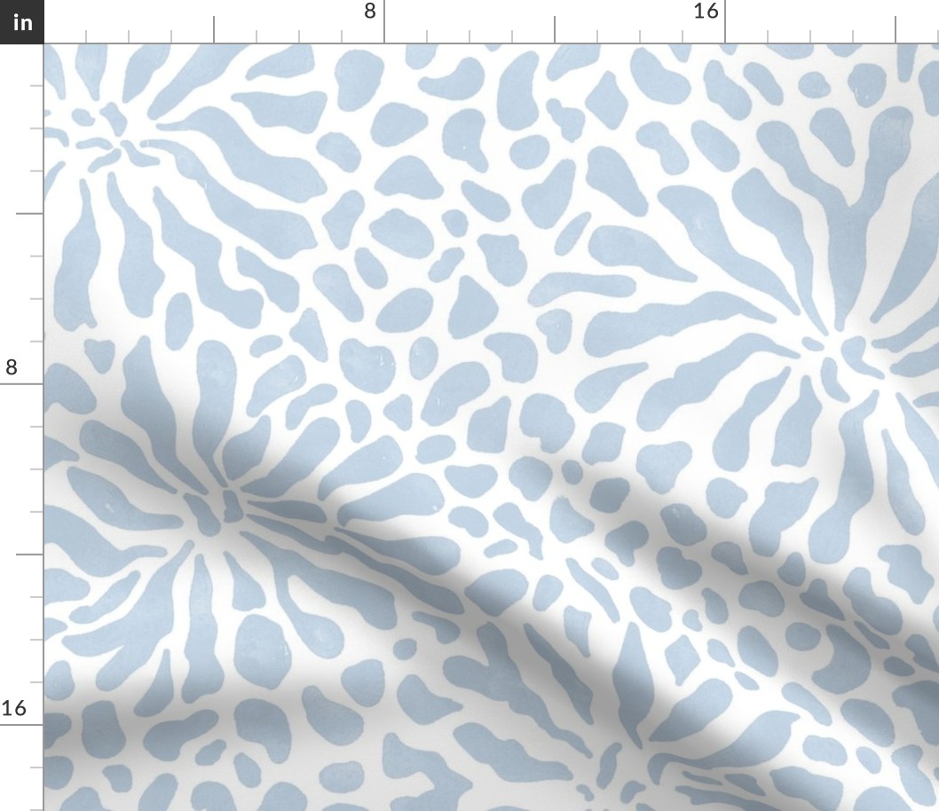 abstract boho garden - fog blue stylized flowers on white - casual floral blue botanical