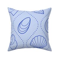 L - Wavy Shell Stripes – Blue Ocean – Soft Stripe Coastal Seaside Sea Shells 