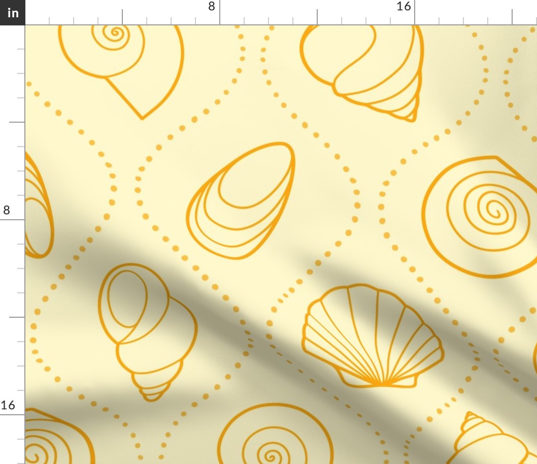 L - Wavy Shell Stripes – Yellow Sand – Soft Stripe Coastal Seaside Sea Shells
