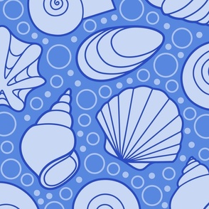 L - Sea Shells – Blue Ocean – Coastal Seaside Beach Vacation