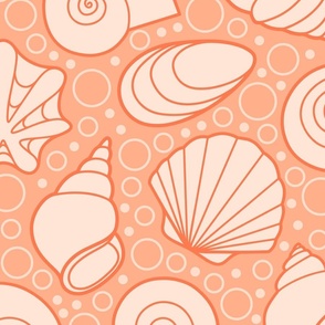 L - Sea Shells – Coral Peach – Coastal Seaside Beach Vacation