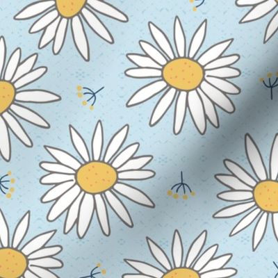 white daisies on light blue | large 